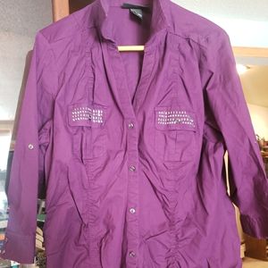 Lane Bryant long sleeve, button down shirt in purple